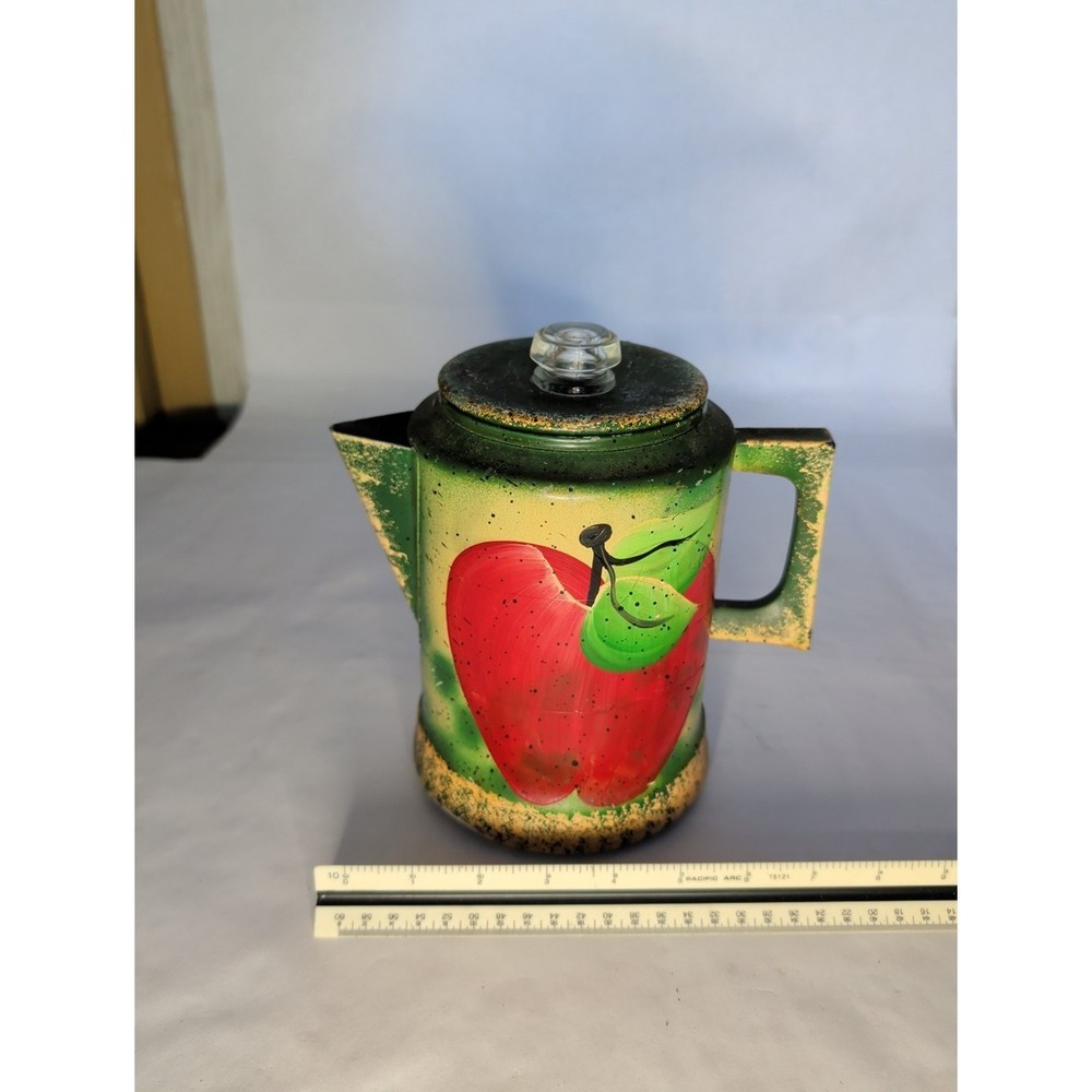 Vintage Hand-Painted‎ Apple Coffee Percolator